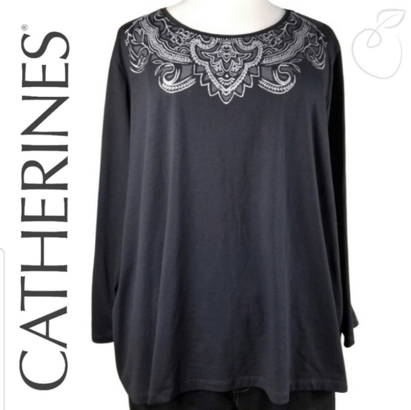 CATHERINES METALLIC BURNOUT TOP SIZE 3X - Picture 1 of 11